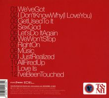 Eine Liste von 12 Titeln auf rotem Hintergrund, unten zwei Logos: "earmusic" und "TBNH".