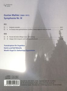 Gustav Mahler (1860-1911): Symphonie Nr.9 (arrangiert für Orgel 4-händig), 2 CDs