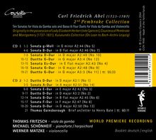 Carl Friedrich Abel (1723-1787): Sonaten für Viola da gamba (aus der Pembroke-Sammlung 2), 2 CDs