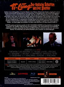 Titel: "Der tödliche Schatten des Mr. Shatter". Beschreibung eines Actionfilms mit Kampfkunst und Opium-Syndikat. Szenenfotos.