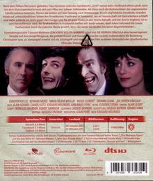 Text oben beschreibt die Handlung eines Filmes über einen rumänischen Grafen und seinen Sohn. Unten sind Schauspieler und technische Details gelistet. Darunter vier Personen, drei Männer und eine Frau, mit verschiedenen Gesichtsausdrücken.