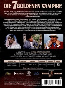 "Die 7 goldenen Vampire" – Eine Synopsis über ein Abenteuer in China mit Vampiren, Kung-Fu und Dracula. Darunter zwei Fotos.
