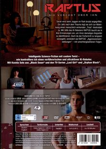 "RAPTUS - SIE VERFÜGT ÜBER IHN. Intelligente Science-Fiction. Wie kontrolliere ich einen KI-Roboter? Ksenia Solo in Hauptrolle."