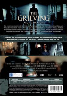 DVD-Hülle von "The Grieving - Asche zu Asche" mit Horror-Thematik, düsterem Raum, Silhouette vor Fenster. Genre: Horror.