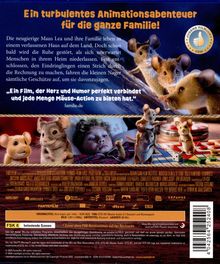Titel: Ein turbulentes Animationsabenteuer für die ganze Familie!   
Mäuse in einem Haus, ein Kind schaut zu.   
FSK 6, geeignet für Kinder.