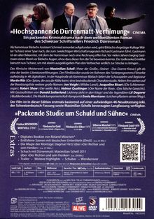 "Hochspannende Dürrenmatt-Verfilmung" und "Packende Studie um Schuld und Sühne" sind prominent. DVD-Rückseite mit Details zum Film.