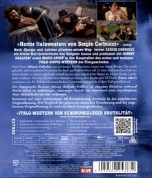 Texte: "Harter Italowestern von Sergio Corbucci", "Italo-Western von schonungsloser Brutalität".  
Bilder: Männer mit Waffen, Frau.