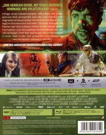 „EINE HERRLICH DERBE, MIT STARS GESPICKTE HOMMAGE ANS SPLATTER-KINO“, Szenen aus einem aufregenden Actionfilm.