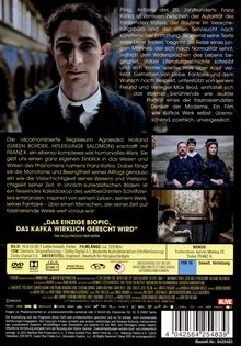 „Das einzige Biopic, das Kafka wirklich gerecht wird“ steht über Bildern von Szenen aus Kafkas Leben und biografischen Details.