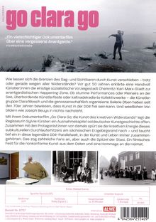 "Go Clara Go" dokumentiert kreative Kunst in der DDR. Die Edition bietet Extras wie Deleted Scenes und hat eine Laufzeit von 93 Min.