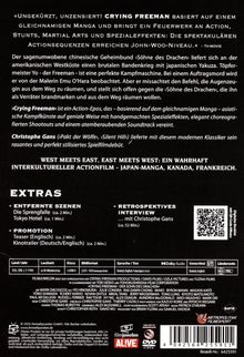"Crying Freeman" basiert auf Manga voller Action, Stunts, Martial Arts. Extras: entfernte Szenen, Interviews, Promo.