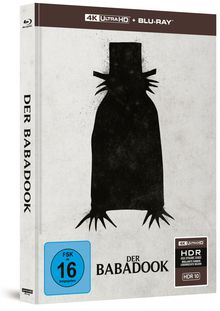 4K Ultra HD Blu-ray, FSK ab 16, Der Babadook. Schwarze Silhouette mit Hut und Krallen.