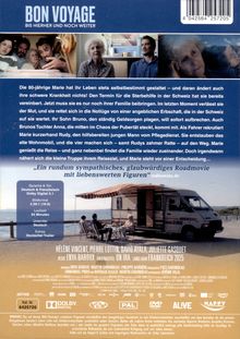 "BON VOYAGE BIS HIERHER UND NOCH WEITER" steht oben. Szenenbilder zeigen eine Familie. Unten ein Wohnmobil am Meer.