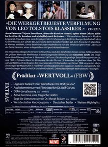 "Die werkgetreuste Verfilmung von Leo Tolstois Klassiker." Zwei Filmszenen oben zeigen zentrale Figuren. "Prädikat 'Wertvoll' (FBW)."