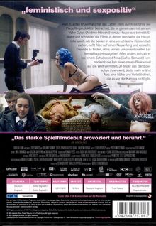 Text: "feministisch und sexpositiv", "Das starke Spielfilmdebüt provoziert und berührt." Beschreibt Szenen aus einem Film.