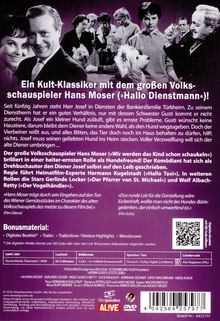 DVD-Rückseite von "Herrn Josefs letzte Liebe" mit Infos zu Inhalt, Schauspielern und Bonusmaterial. Schwarzweiß-Bilder.