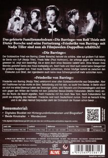 Texte: "Die Barrings", "Friederike von Barring", "Bonusmaterial". Schwarz-weißes Foto von fünf Personen in eleganter Kleidung.