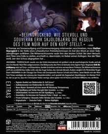 Zitate über Erik Skjoldbjærg und den Film Noir. Bild: Mann mit Pferd, Screenshots von Gesprächen. Liste von Extras.