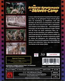 "Die Schwarze Nymphomanin im Sklaven-Camp" steht in großen Buchstaben. Beschreibung: In einem südamerikanischen Frauengefängnis...