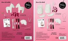 17 gestanzte Plüsch-, Filz- & Glitzer-Teile, 5g Füllmaterial, 1 Satinband, Stickgarn in 4 Farben, 1 Kunststoff-Nadel.
