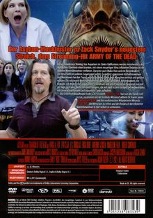 Ein Mockbuster zu Zack Snyders „Army of the Dead“. Ein Haifisch zeigt Zähne in einem dramatischen Szenenbild mit erschrockenen Menschen.