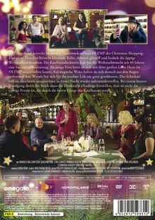 "Heiligabend herrscht im noblen Traditionskaufhaus OLYMP der Christmas-Shopping-Endspurt." Oben sind weihnachtliche Filmszenen.