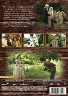 "Es war einmal ein Prinz, dessen Königreich stand vor dem Ruin. EXTRA: Making of. Drei Szenen zeigen historische Kleidung."