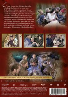 "Es war einmal eine Königin, sie wollte unbedingt die Schönste im Land sein. Doch Schneewittchen war schöner als sie."

Illustration zu Schneewittchen mit Szenen aus einem Film, der Märchenklassiker darstellt.