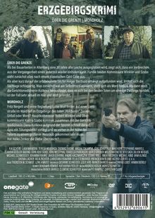 Text: "ERZGEBIRGSKRIMI ÜBER DIE GRENZE | MORDHOLZ" und Gesicht eines Mannes mit gezogener Waffe im Wald.