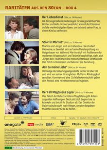 „Raritäten aus den 80ern – Box 4“ mit Filmtiteln und Beschreibungen: „Der Liebesdienst“, „Solo für Martina“, „Ach du meine Liebe“, „Der Fall Magdalena Eigner“.