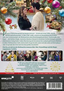Text beschreibt eine Weihnachtsromanze. Zwei Personen stehen nah beieinander, umgeben von festlichen Dekorationen und Lebkuchenhäuschen.
