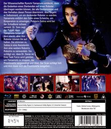 Ein Wissenschaftler überträgt Gedanken auf einen Roboter. Polizei greift ein, Gefahr durch Roboter. Kämpferin im Vordergrund.