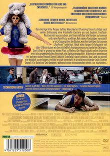 Oben Zitate von "ZDF Morgenmagazin" und "Cinema". Unten technische Daten. Mann trägt Teddybär und Schwimmring.