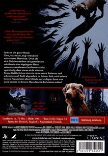 Texte: „Andersartig, kraftvoll unheimlich und emotional berührend.” Ein Hund umgeben von schattenhaften Händen.