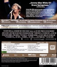 Texte: "Jeremy Allen White IST Bruce Springsteen." "Extras: Die Liner Notes: Das Making-Of Springsteen: Deliver Me from Nowhere". Oben Sänger.