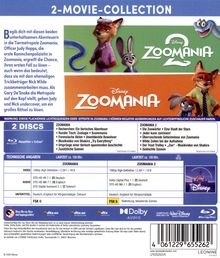Text: 2-Movie-Collection, Zoomania 2, Disney, Zoomania, 2 Discs, Technische Angaben.  
Beschreibung: Illustration mit Tieren und Filmtiteln.