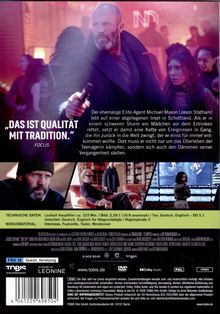 „Das ist Qualität mit Tradition.“ Focus. Text beschreibt Ex-Agenten, der in Schottland lebt und Mädchen rettet. Actionfilm.