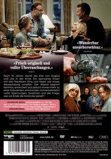 „Frisch originell und voller Überraschungen.“ Ein Abendessen zwischen Freunden. Cover einer DVD mit Informationen.