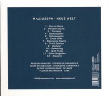 MAXJOSEPH · NEUE WELT: Trackliste von 1 bis 13, Musiker und Instrumente. Kontakt: info@maxjoseph.de, www.maxjoseph.de.