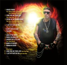 Musiktitel 1 bis 13, darunter "HIGHER POWER", "COME GIVE ME YOUR LOVE", "CRYING IN THE SUMMER RAIN". Leather outfit, Tattooed man.