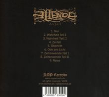 Albumtitel "Zerfall" von Ellende; Songs: 1. Nur, 2. Wahrheit Teil I, 3. Wahrheit Teil II, 4. Zerfall, 5. Übertritt.