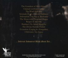 Liste von Musiktiteln in Gold, darunter: "The Grandeur of Hell", "Chained on Demonwings". Unten links ein Engel-Logo.