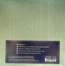 Texte erwähnen: Digipak CD, Gymbag, Lanyard, Einkaufswagen Chip, Autogrammkarte. Hintergrund in hellgrün.