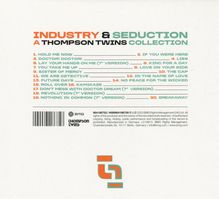 "INDUSTRY & SEDUCTION: A THOMPSON TWINS COLLECTION" mit 20 Titelnummern und einem abstrakten Logo unten.