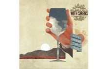 "Sleeping With Sirens", "LET'S CHEERS TO THIS". Illustration eines Weinglases, Hand, Berge, Wolken und Sonne im Hintergrund.