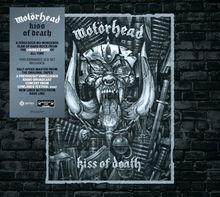 "Motörhead", "Kiss of Death", ein furchterregendes Rock-Album, enthält ein Konzert von 2007. Illustration: Monsterkopf mit Waffen.
