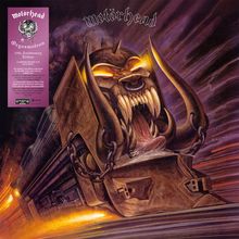 Text: Motörhead, Orgasmatron, 40th Anniversary Edition. Illustration eines bedrohlichen, teuflischen Zuges mit einem monströsen Gesicht.