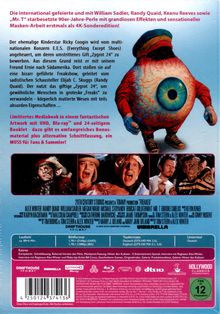 Text: Limitierte Ausgabe mit UHD, Blu-ray™ und Bonusmaterial. Illustration: Ein Figur mit großem Auge.