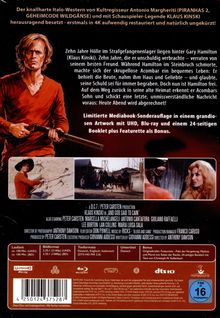 Limitiertes Mediabook, Italo-Western mit Klaus Kinski. Cover zeigt einen Mann in Rot mit Gewehr. Drei Filmszenen unten. FSK 16.