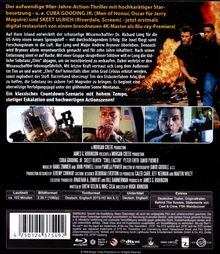 Ein Text beschreibt einen 90er-Jahre Action-Thriller mit Stars wie Cuba Gooding Jr. und Skeet Ulrich. Szenen von Explosionen und Spannung.